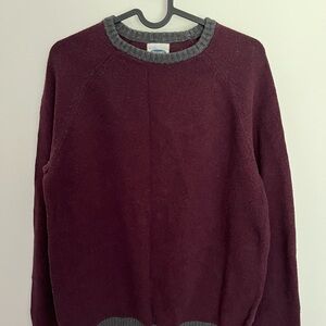 Men’s Gray Ringer Burgundy Sweater
